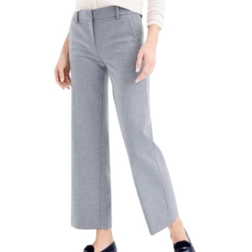 NWT J.Crew 365 High Rise Peyton Wide Leg Cropped Trouser Pants Gray Size 12 Tall